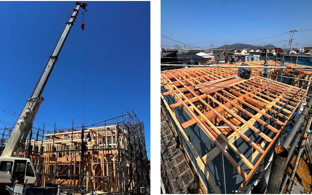 上棟　家の骨組み